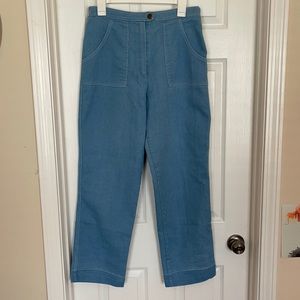 Vintage High Waisted Baby Blue Ankle Flare Pants